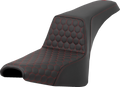 SADDLEMEN Step-Up Seat for Harley FXBB/FXST (2018–2024) - Honeycomb, Red Stitching