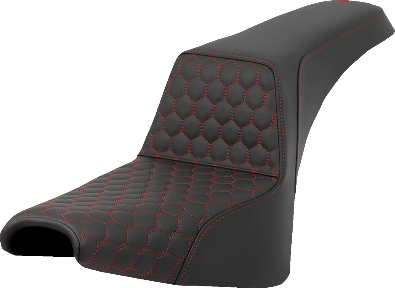SADDLEMEN Step-Up Seat for Harley FXBB/FXST (2018–2024) - Honeycomb, Red Stitching