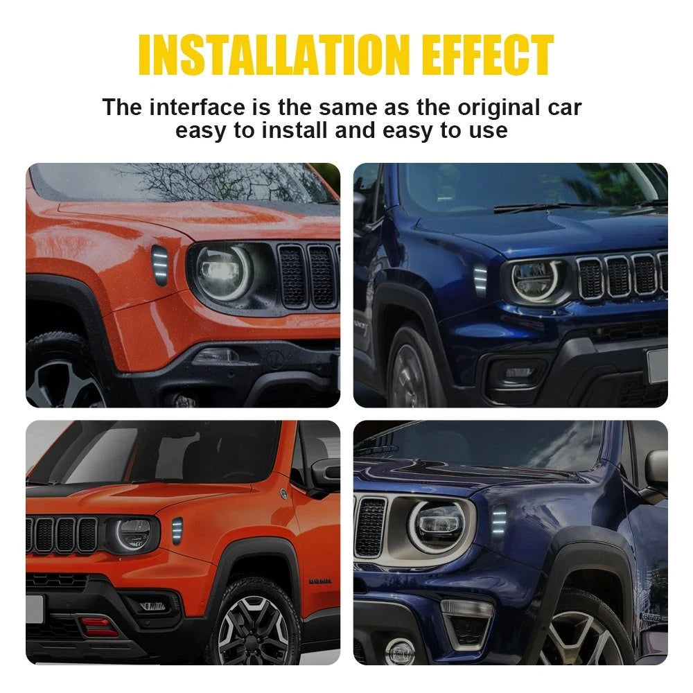 Smoked White LED Fender Front Side Marker Lights for Jeep Renegade (2015–2023)