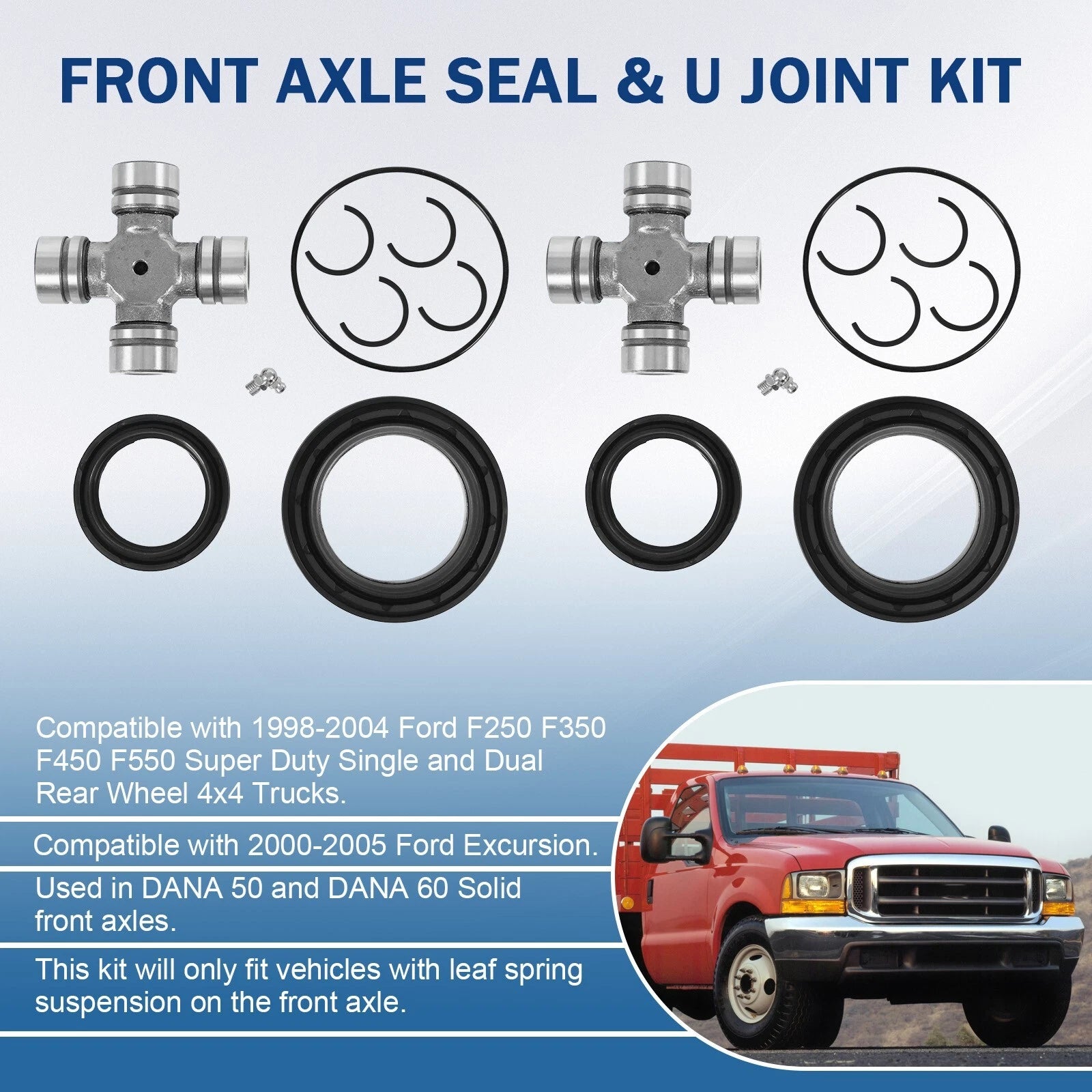 Front Axle Seal and U Joint Kit for Ford F250 F350 Excursion (1998–2004)