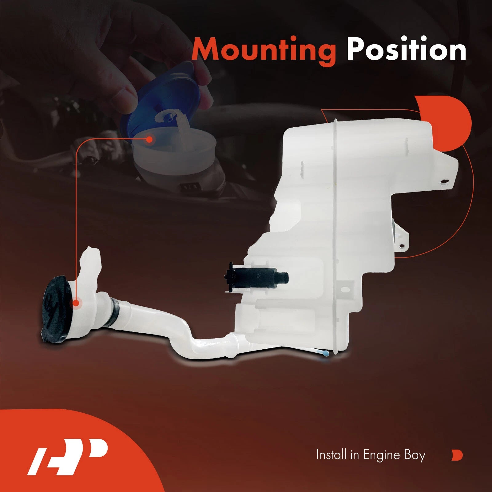 Washer Reservoir with Cap and Pump for Toyota Corolla (2019–2021)