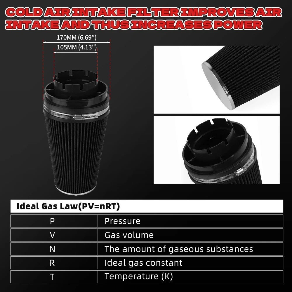4" Cold Air Intake Filter for High Flow Performance