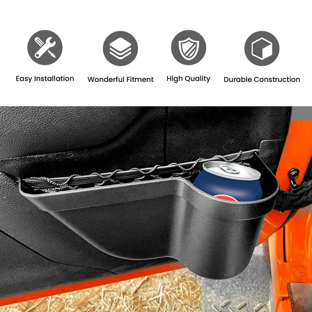 2X Door Storage Pockets Cup Holder Trash Can for Jeep Wrangler JK (2011–2017)