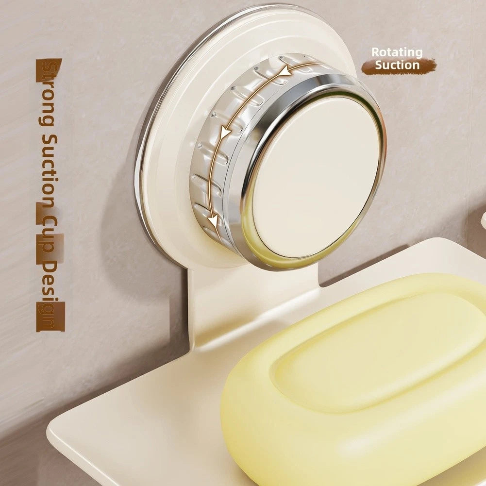 2X No Drill Suction Cup Soap Holder Wall Mounted Storage Shelf