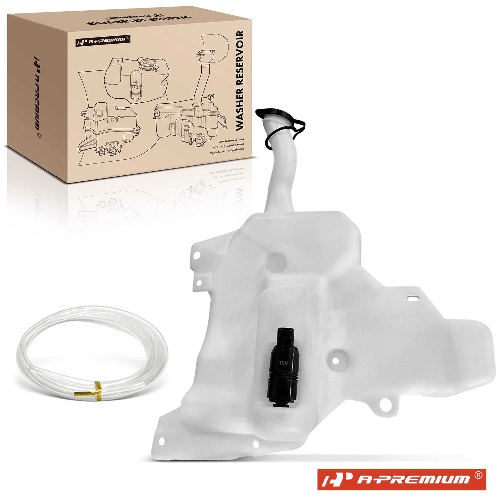 Windshield Washer Reservoir Tank w/Cap & Pump for Chevy Cavalier (1995–1999)