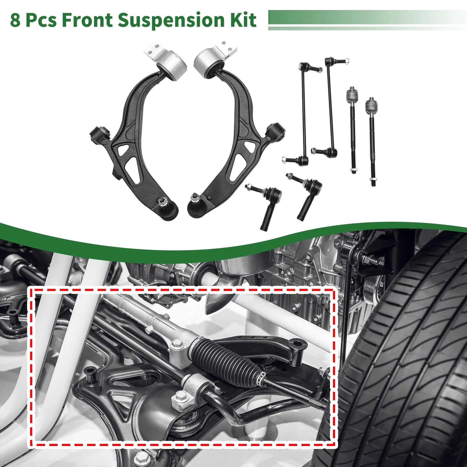 8 Pc Front Lower Control Arms for Ford Explorer (2011–2018) No.K622215/K622216/K750616
