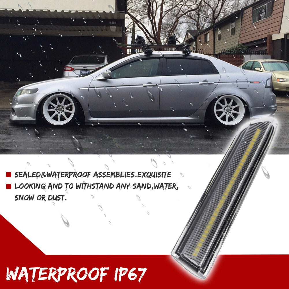 2X Clear Front White LED Side Marker Lights for Acura TL (2004–2008)