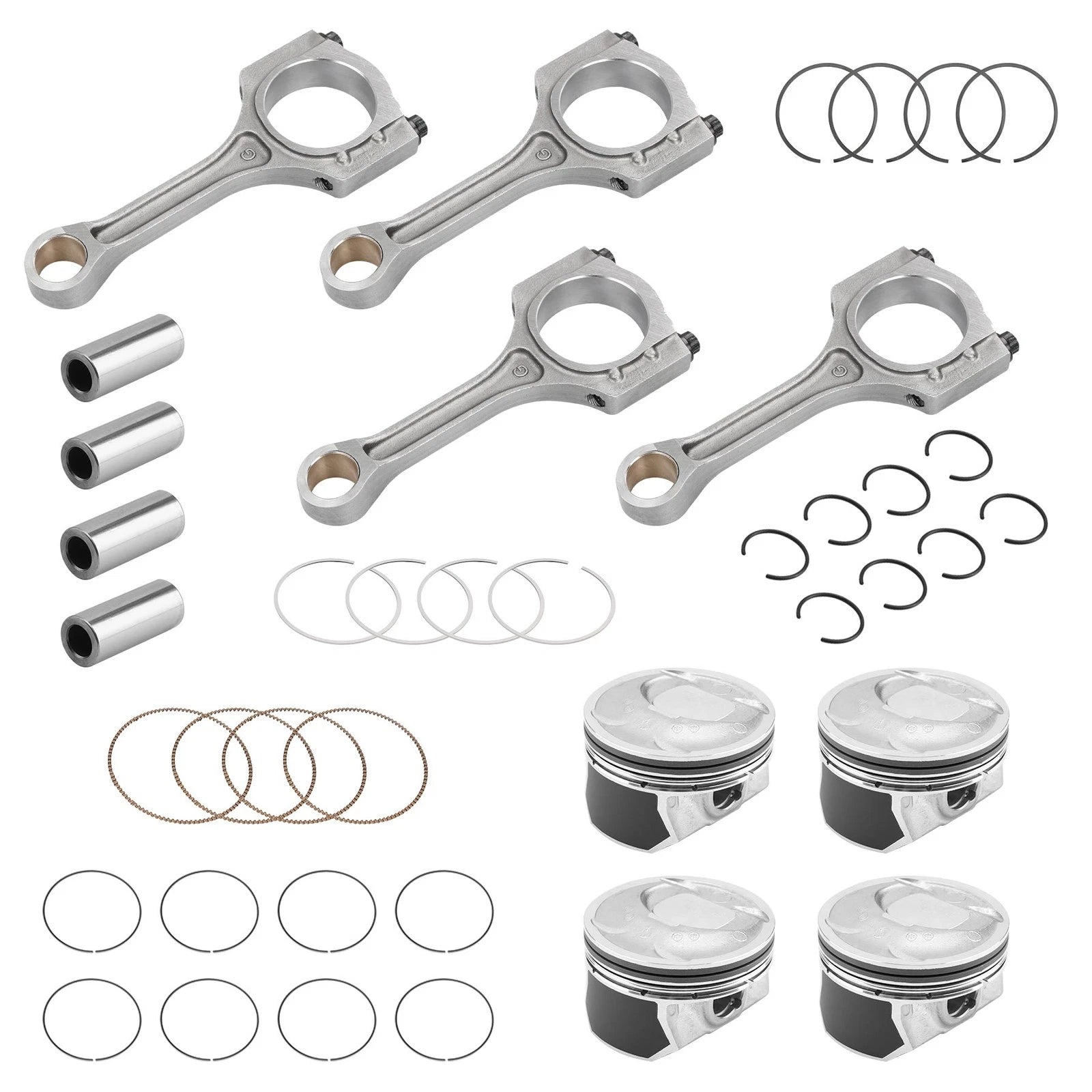 2.4 Engine Piston Kit w/ Connecting Rod for Hyundai Sonata, Kia Optima, Sorento