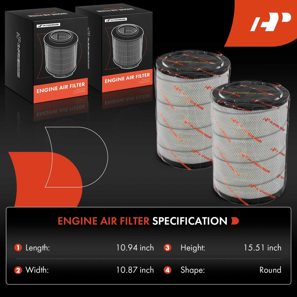 2X Engine Air Filter for Chevy T8500 (2004-2009) GMC T7500 (1998-2002)