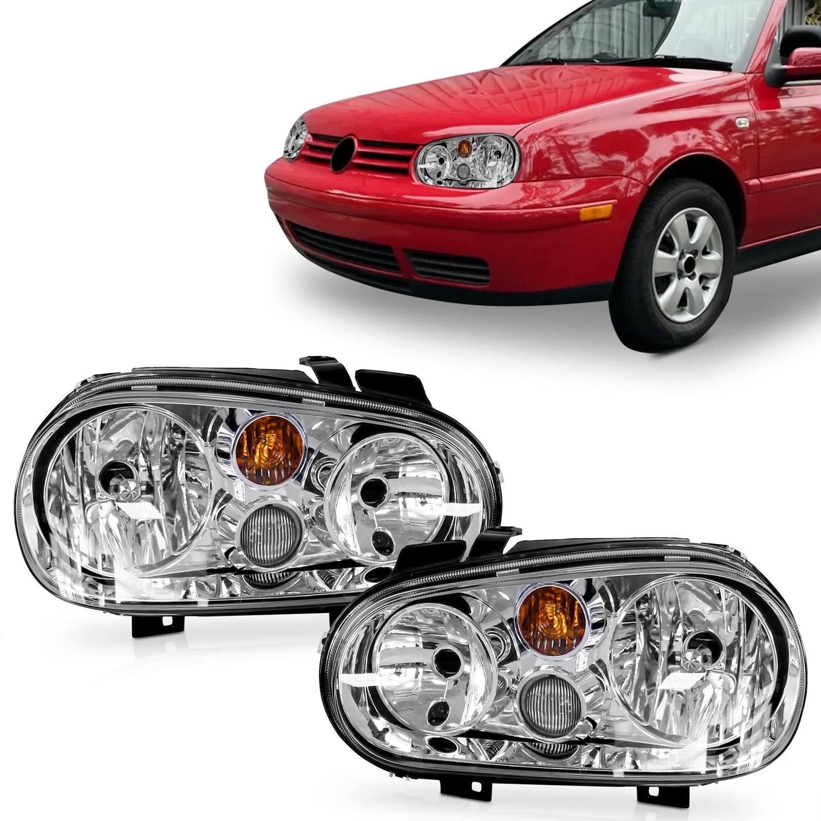 Set of 2 Headlights for Volkswagen Cabrio (1999–2002)