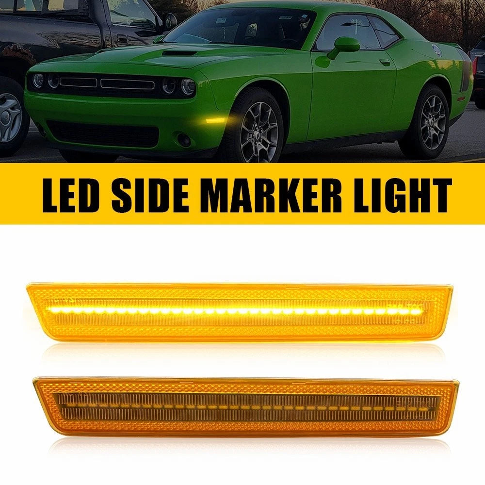 2X Amber Front Bumper Side Marker Lamp Light for Dodge Challenger (2015–2022) EXV