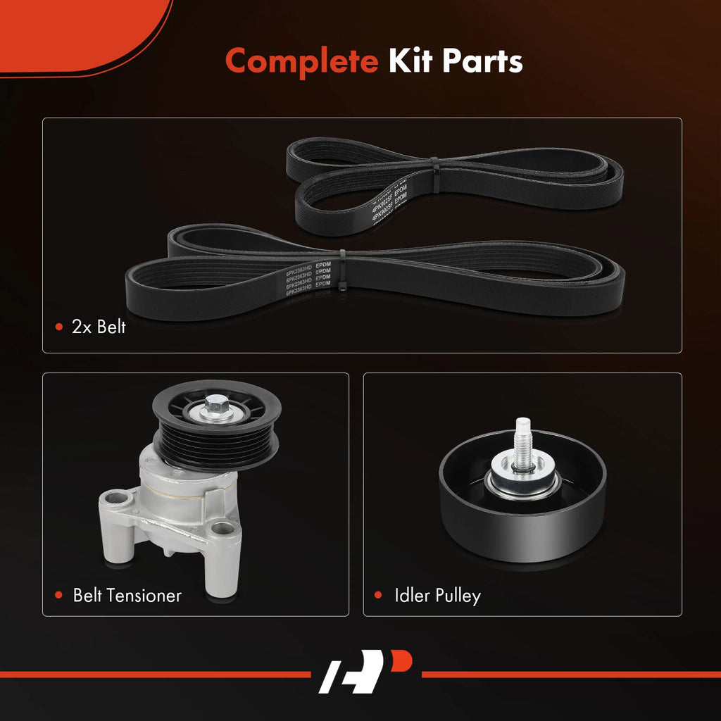 Set of 4 Serpentine Belt Drive Components for Chevy Silverado GMC (2015–2018)