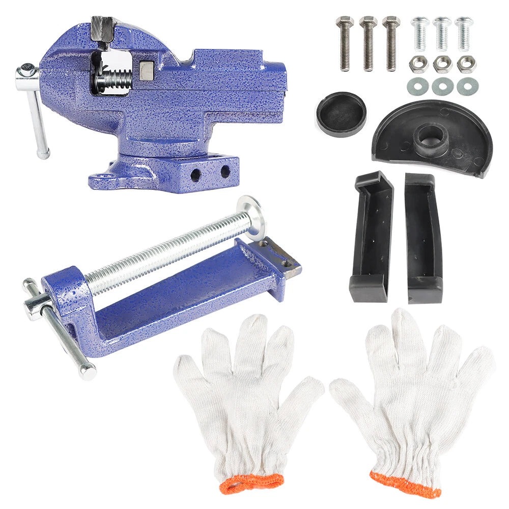 2-In-1 Bench Vise for Workbench (Multi-Functional, 360° Swivel Base)