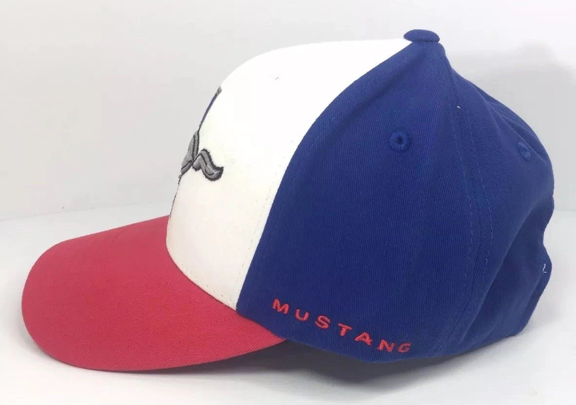 Ford Mustang Hat Cap Red White Blue Tri Bar Pony Emblem for 2005–2014