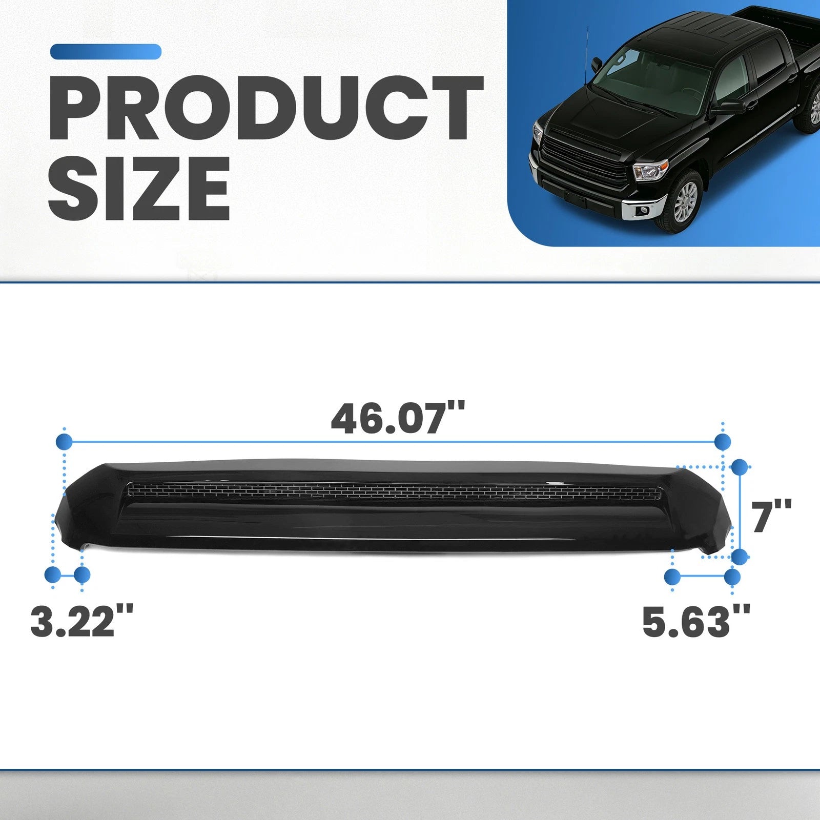 Glossy Black Front Upper Grille Hood Bulge Scoop for Toyota Tundra (2014–2021)