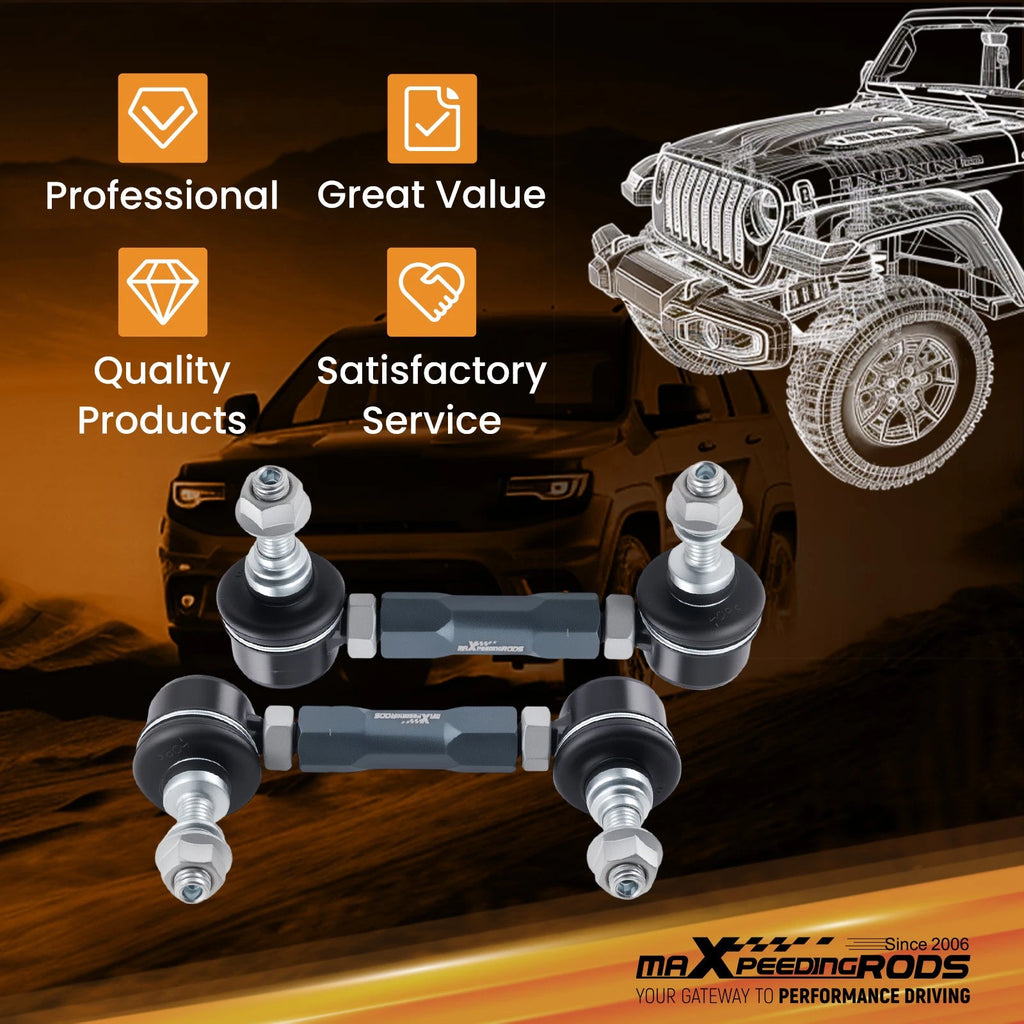 Adjustable Front Sway Bar End Links Kit for Universal Fit (107-130mm)