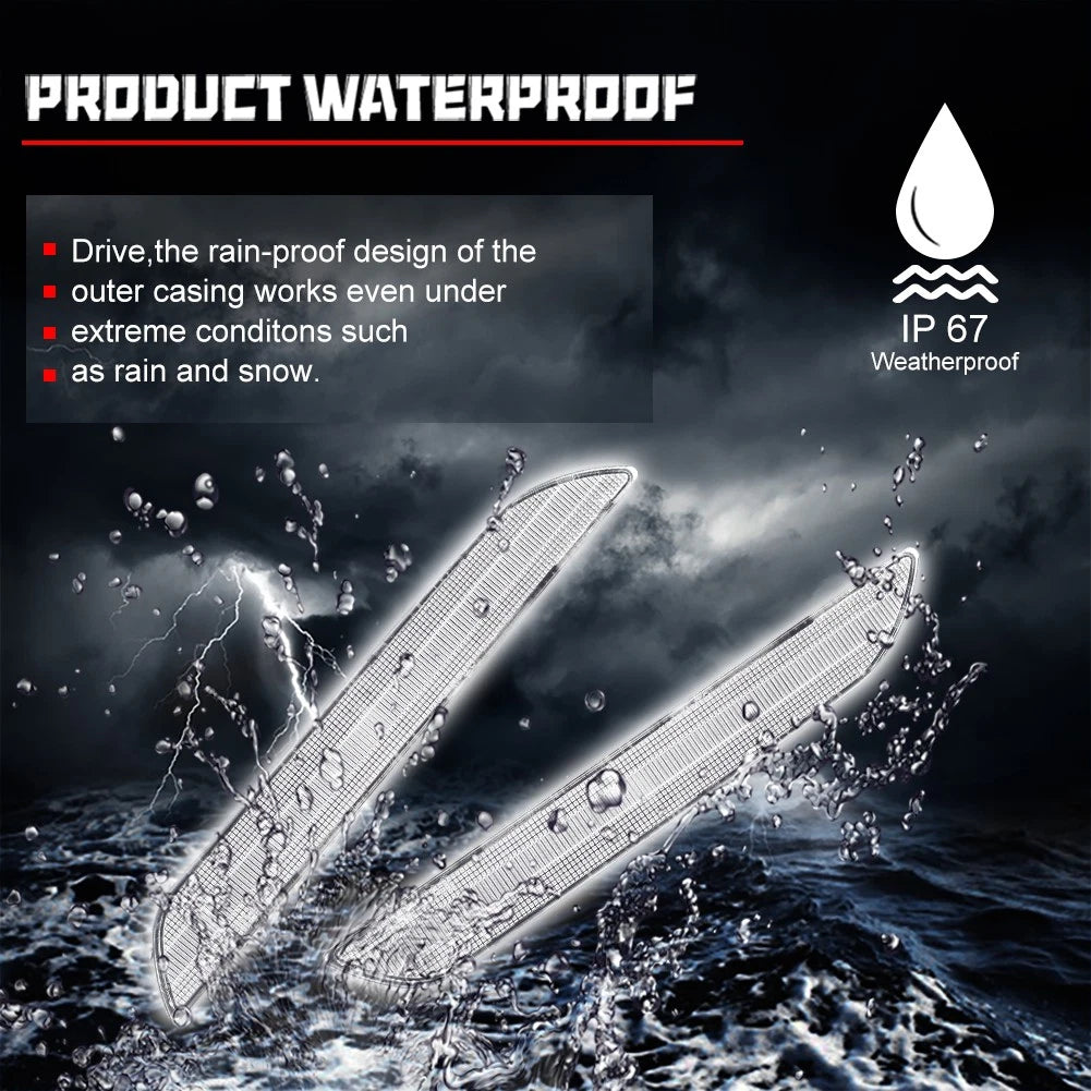 2X Clear Lens Rear Side Marker Lights for Ford Mustang (2015–2023)