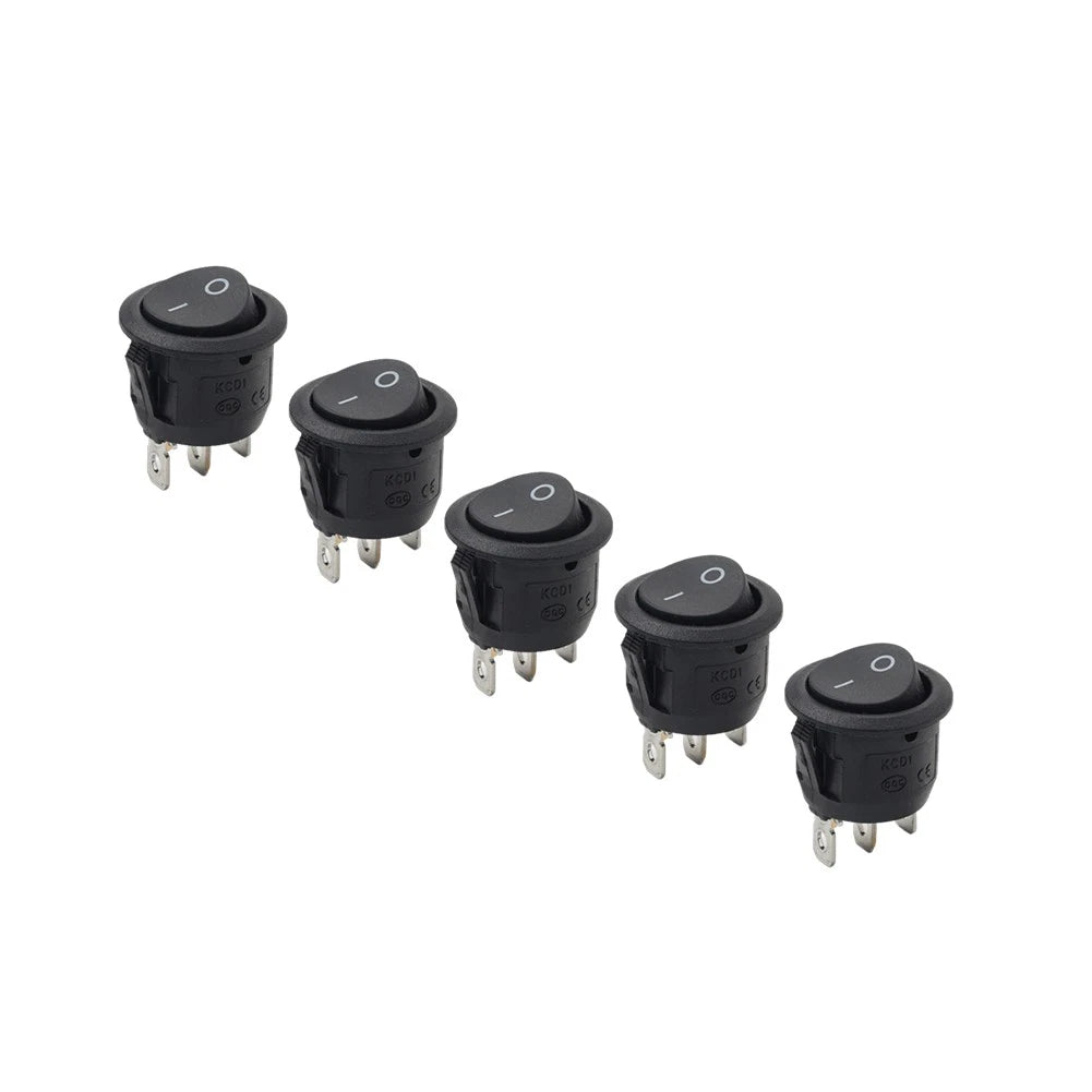 Set of 5 Round Toggle Rocker Switch 3 Pin AC 250V 15A / AC 125V 20A