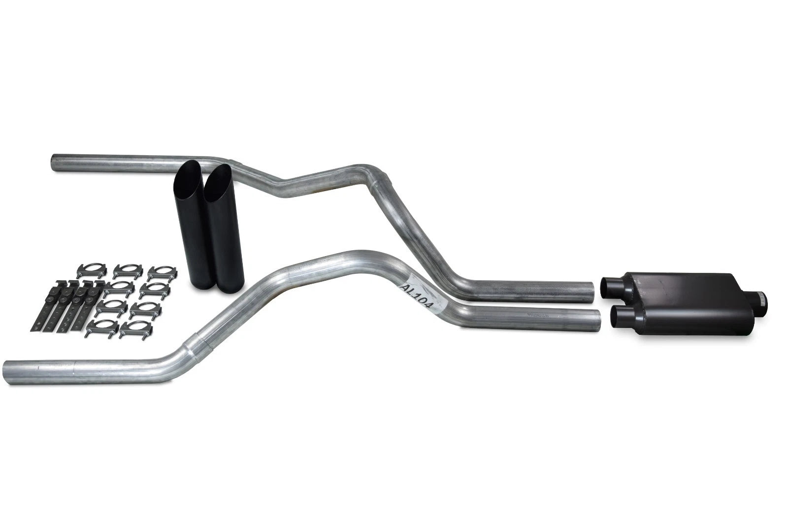 2.5" Dual Exhaust Kit for Ford F-150 (2004–2014) - 2 Chamber Muffler, Black Tips