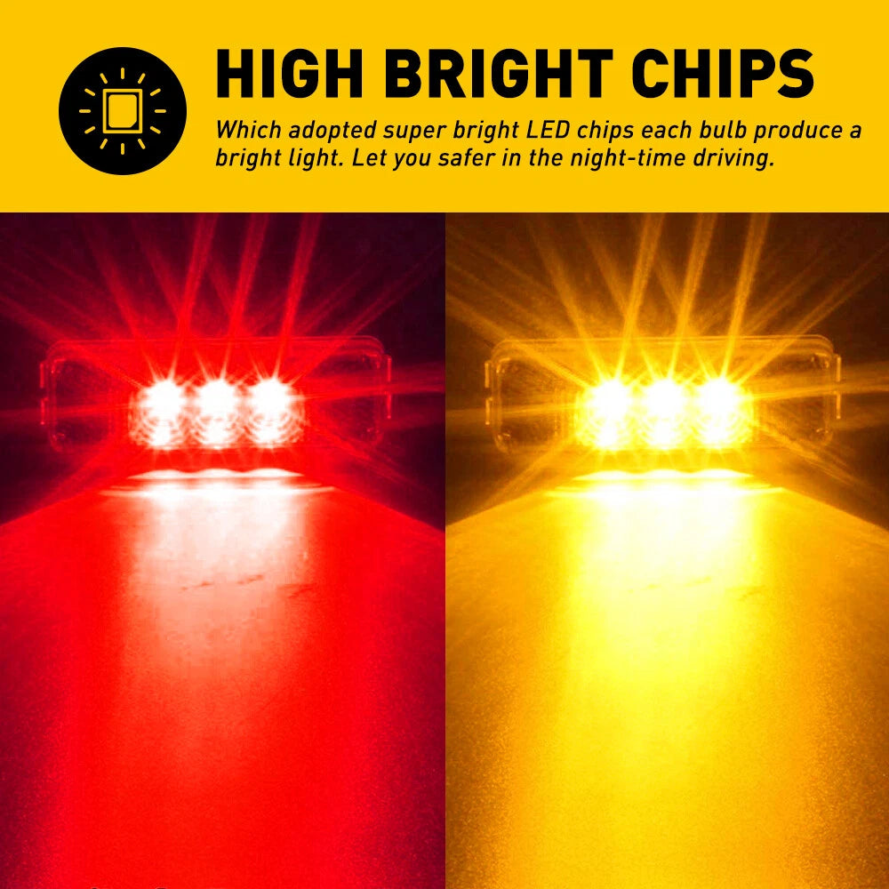 Set of 4 LED Marker Lights for Truck Trailer (4 Inch) Amber Red