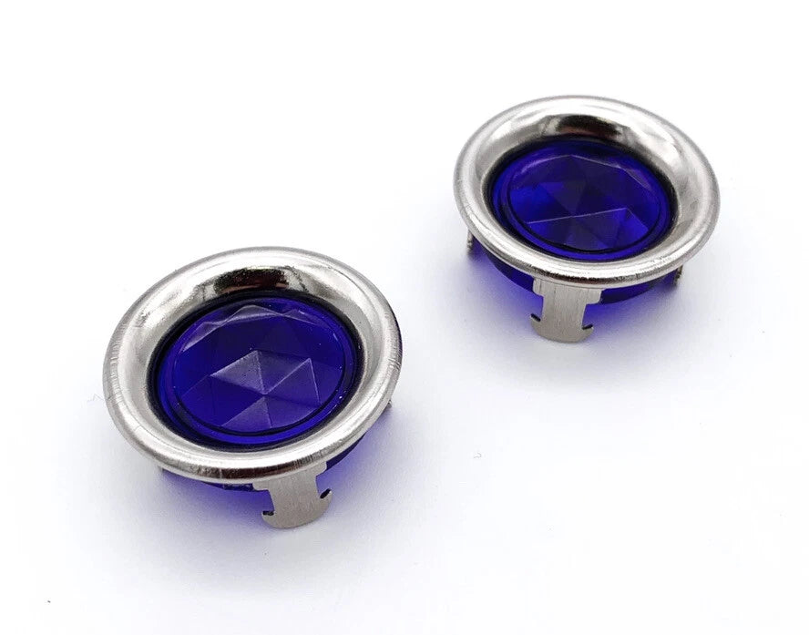 Tail Light Blue Dot Inserts with Chrome Metal Rings for Rims (Pair) (—)