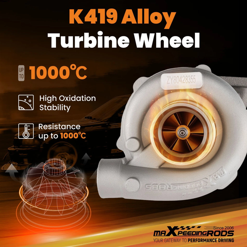 T3 T4 T04E Billet Turbocharger 0.63 A/R 5-Bolts Exhaust 400+HP for