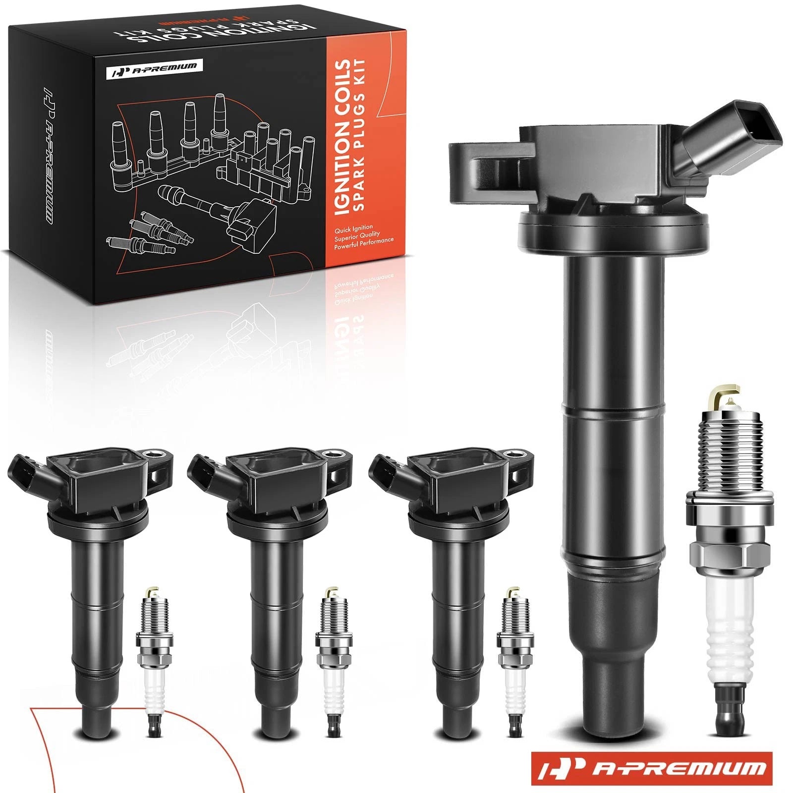 4x Ignition Coil and Platinum Spark Plug for Toyota Camry and RAV4 (2002–2011)