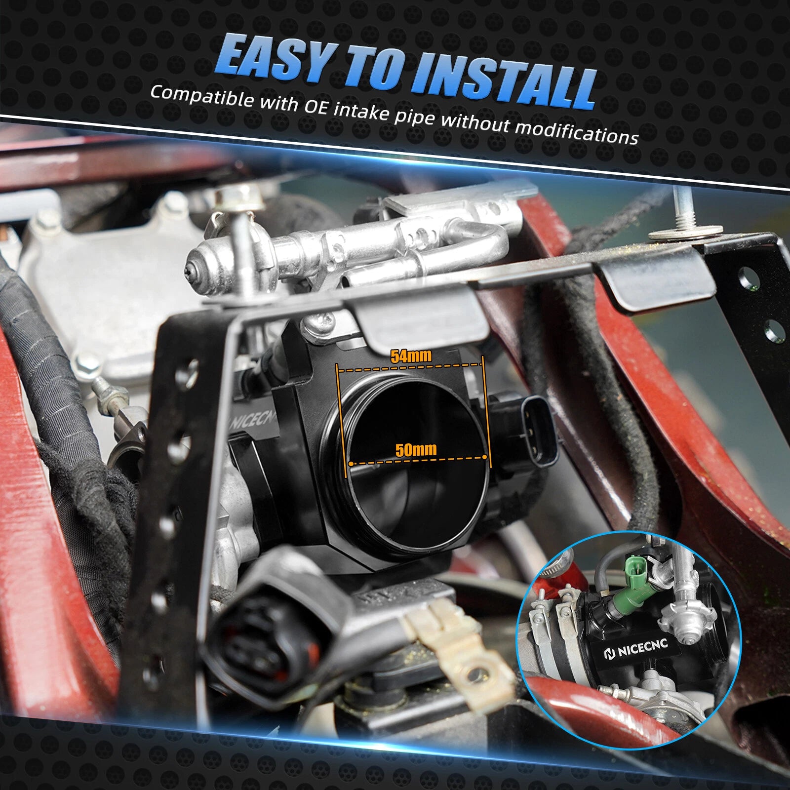 50MM Throttle Body Kit for Yamaha Raptor 700R YFM700R (2009–2026)
