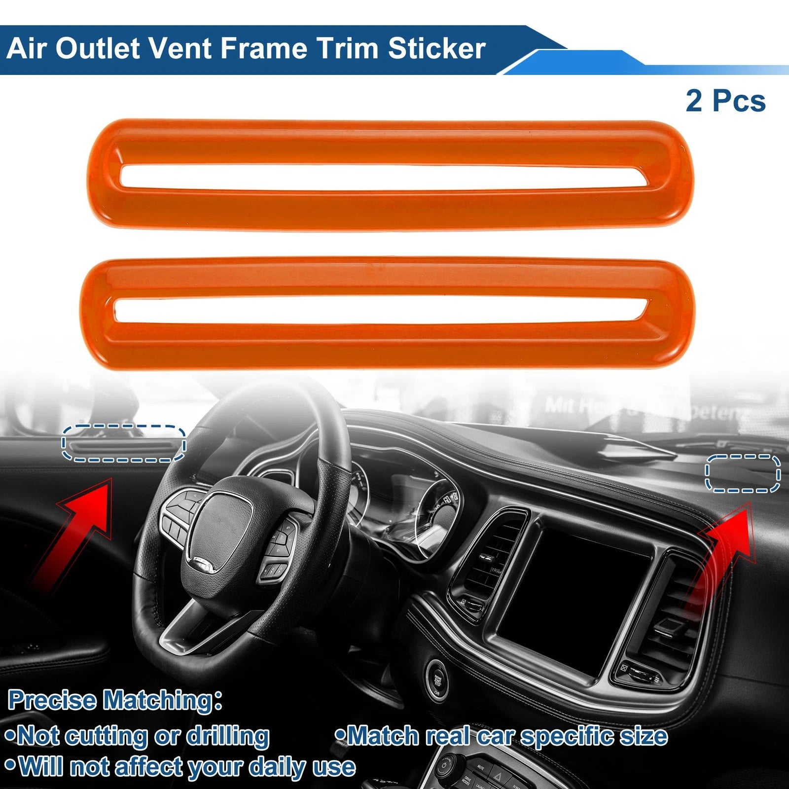 Set of 2 Air Condition Outlet Vent Trim Cover Frame for Dodge Challenger (2015–2023)