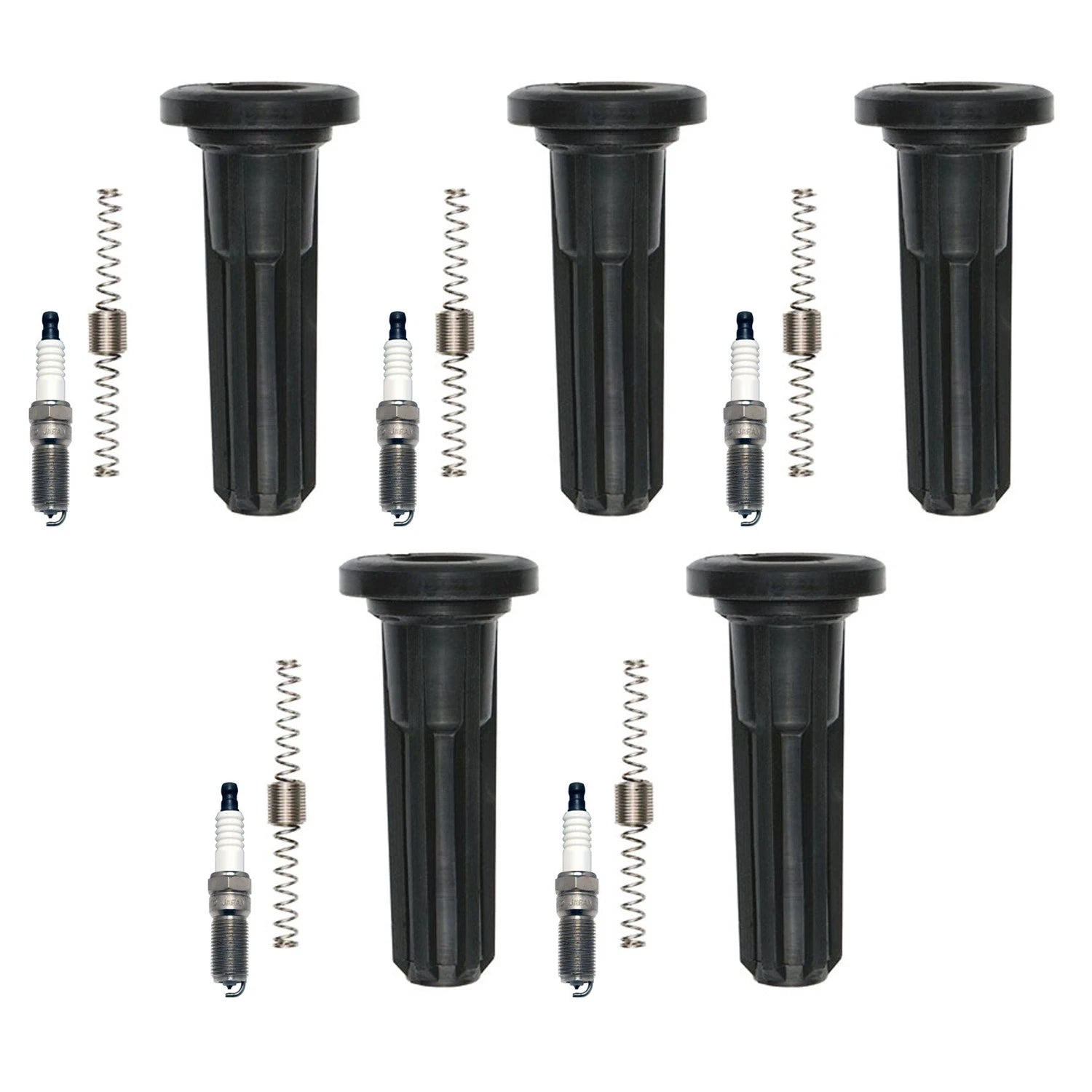 Denso 5 Iridium TT Spark Plugs & NGK Coil Boots Kit for Hummer H3 H3T (2006–2010)
