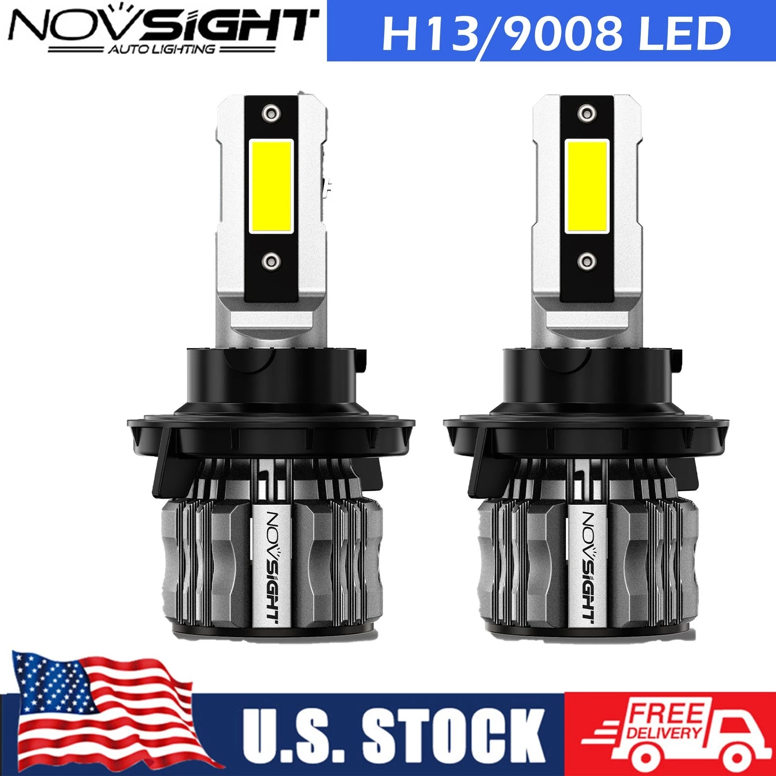 2X H13 9008 LED Headlight Bulbs for Hi-Lo Beam (670000LM, 6500K)