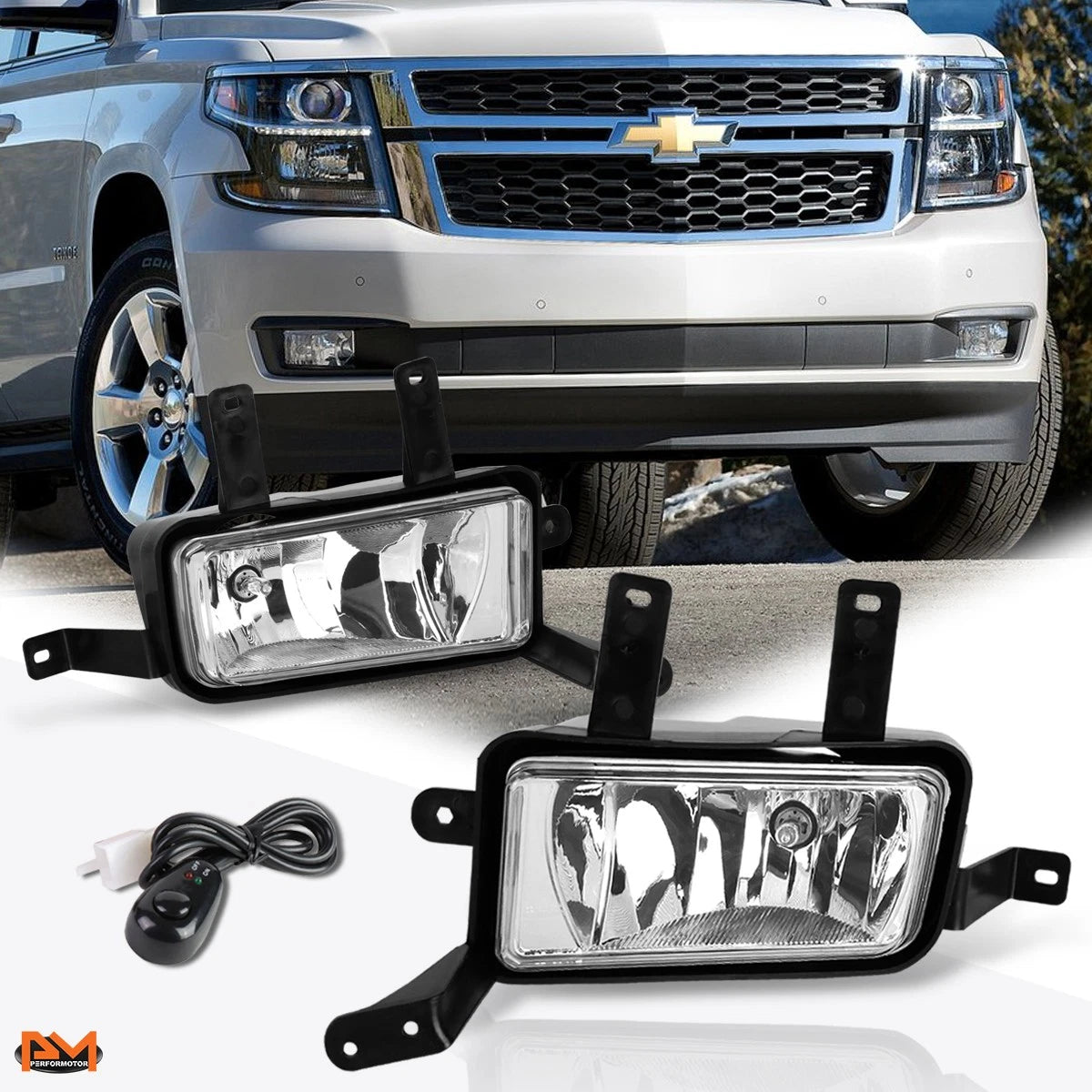 Clear Lens Front Bumper Fog Lights for Chevy Suburban/Tahoe (2015–2020)