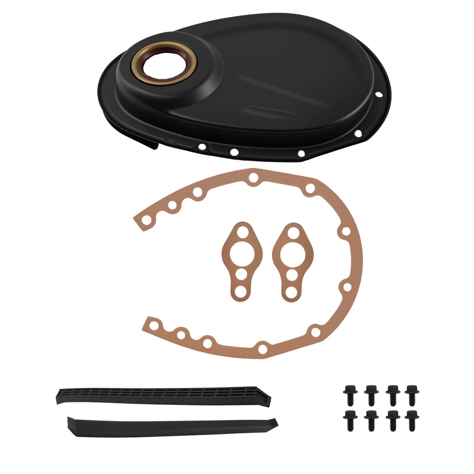 Timing Cover Gasket Bolt Kit for Chevrolet SBC 283-400 V8 (1958–1986) Black