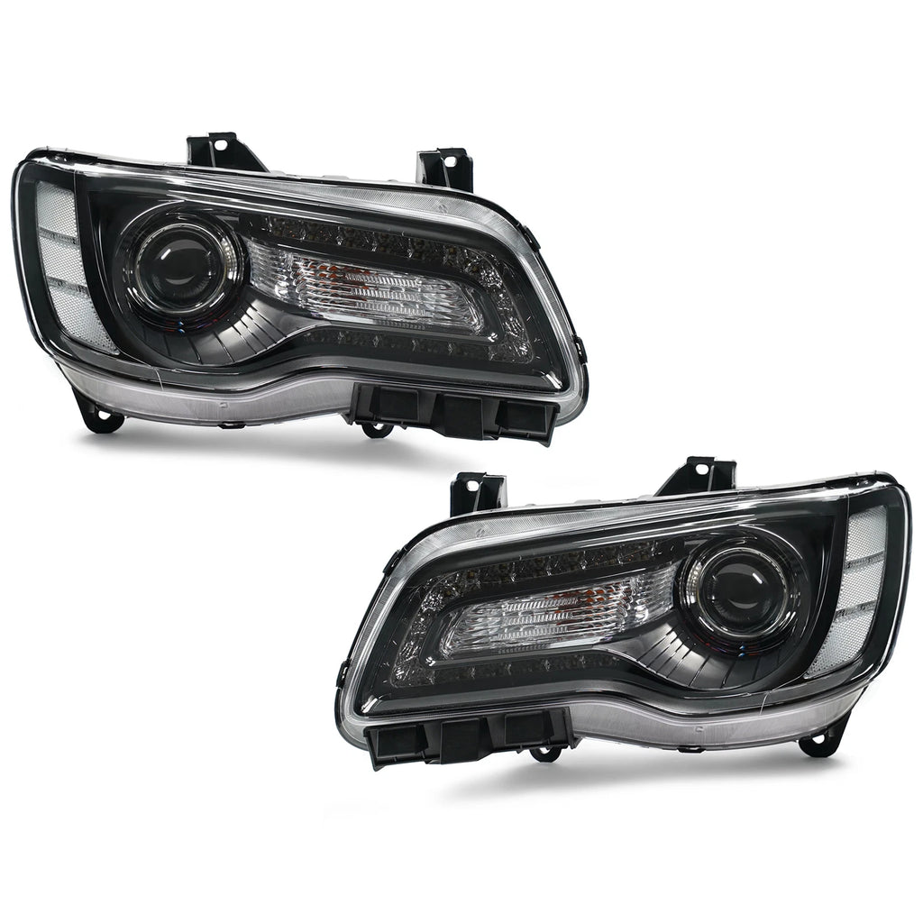 HID Headlight Pair for Chrysler 300 (2015–2018) AFS Black Bezel