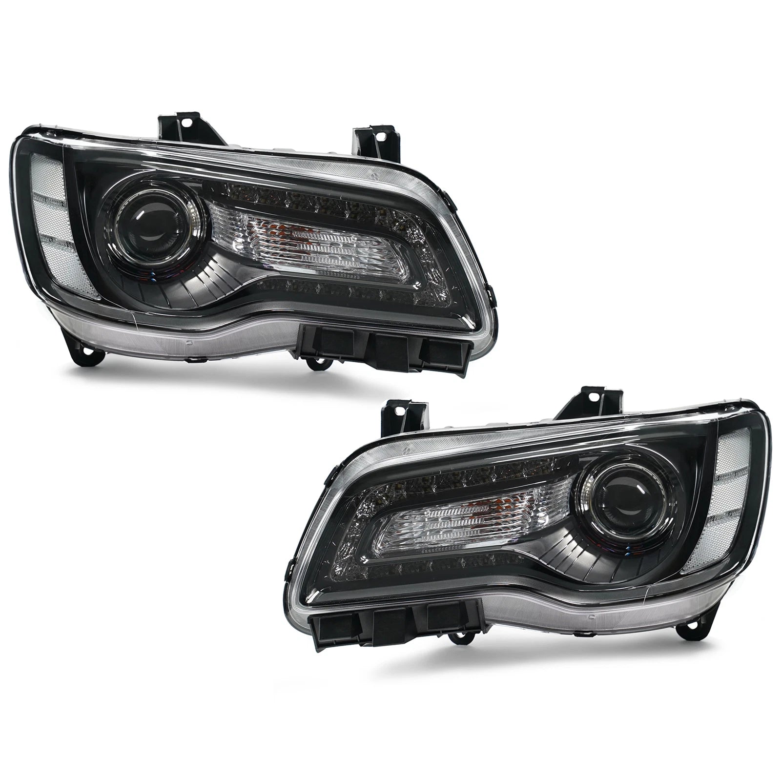 HID Headlight Pair for Chrysler 300 (2015–2018) AFS Black Bezel