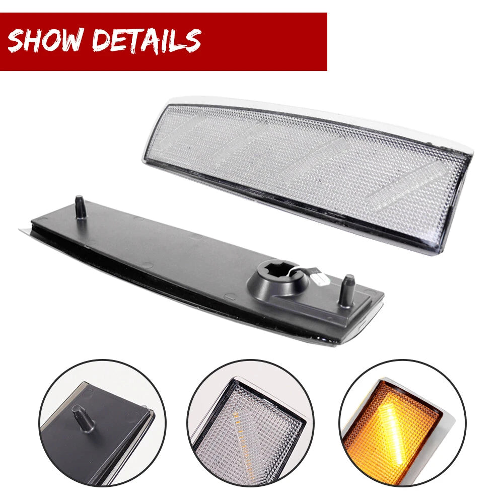 Clear Front Side Marker Lights for GMC C1500 C2500 C3500 (1988–1993)