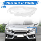 1 Pcs Headlight Lens Cover for Honda Civic (2016–2018) PC Clear