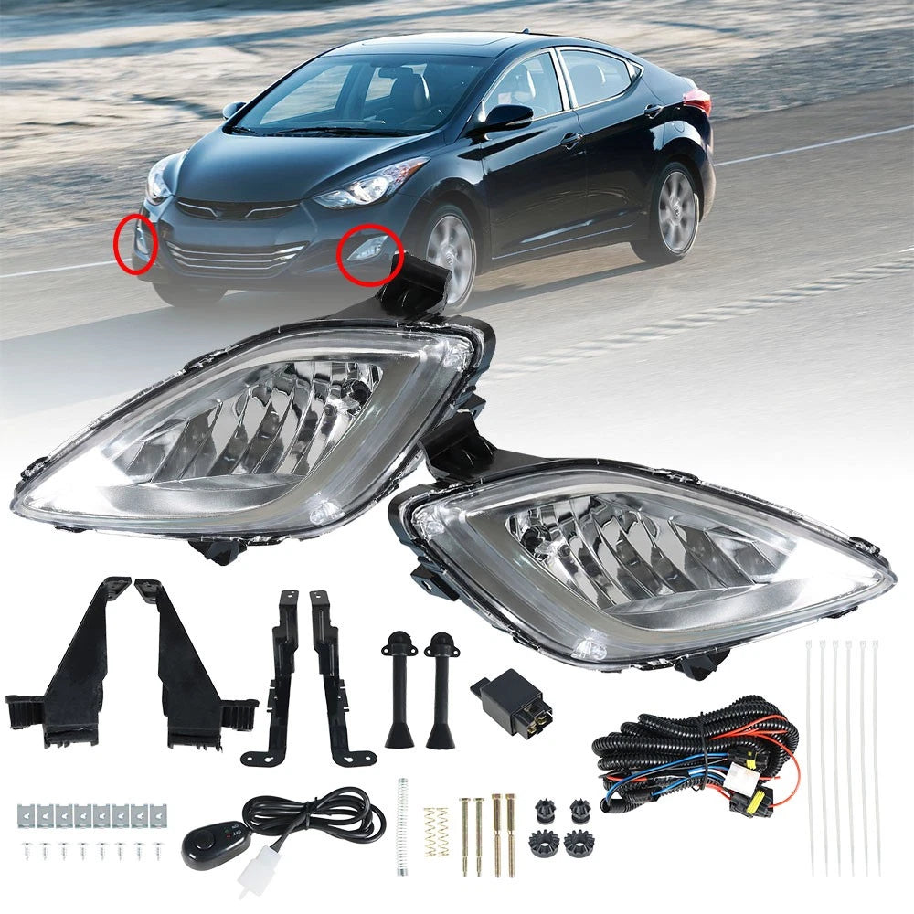 Pair Front Bumper Fog Lights for Hyundai Elantra (2011–2013)