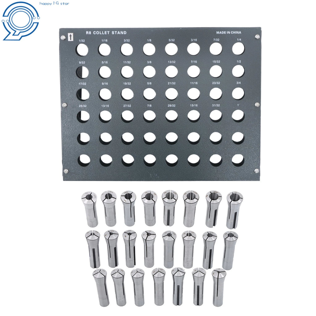 23pc R8 Milling Collet Set with Tool Rack