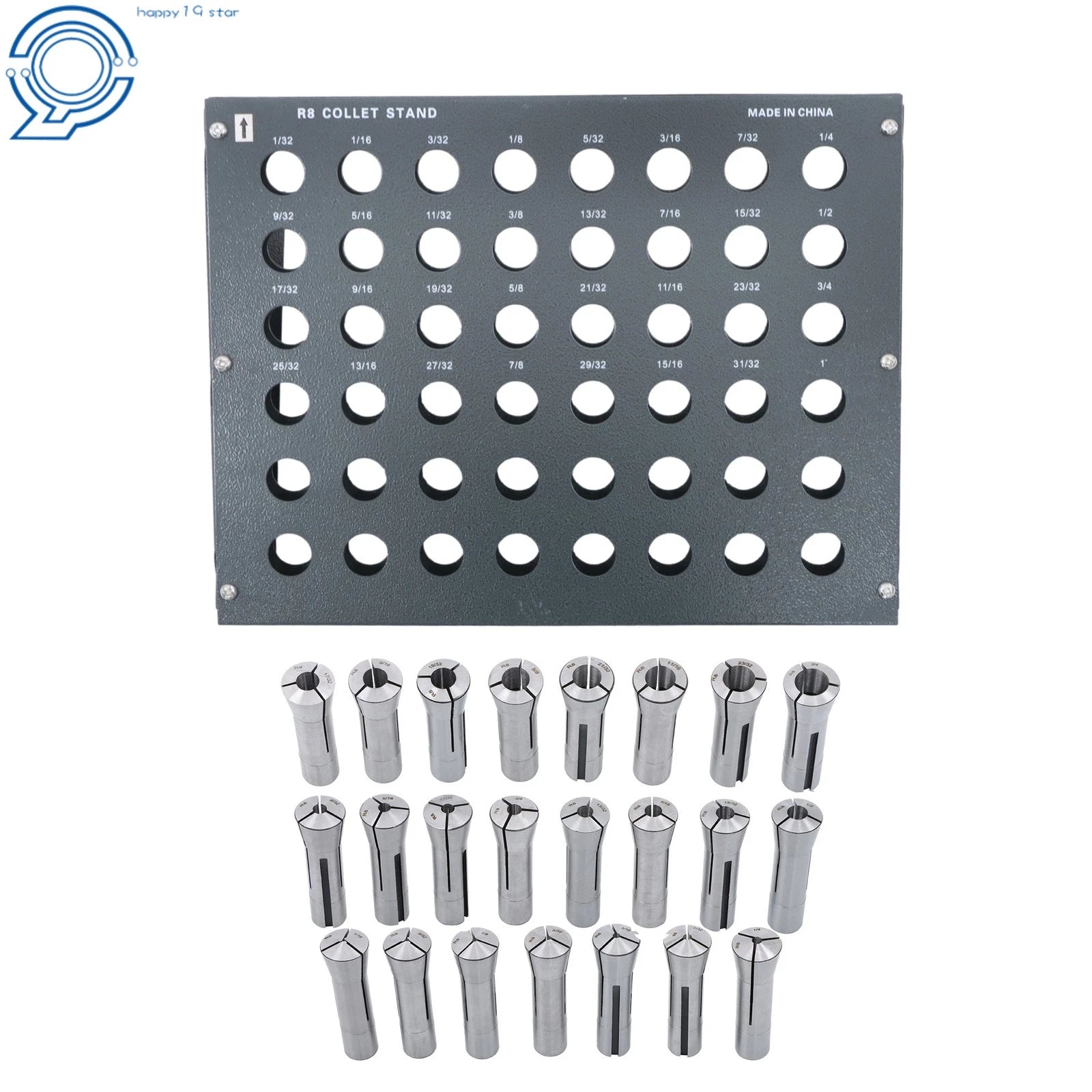 23pc R8 Milling Collet Set with Tool Rack