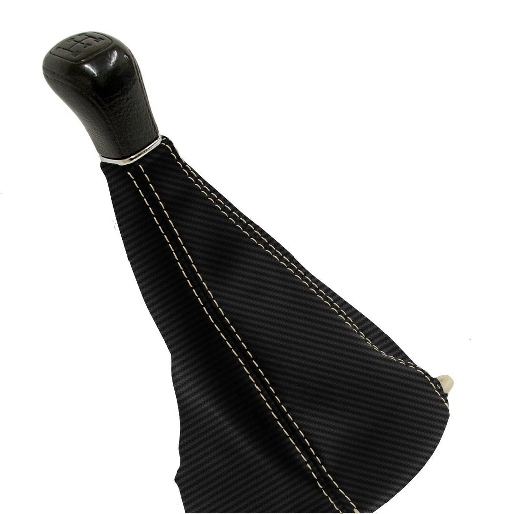 Manual Shift Boot Cover for Honda Civic (1998–2002) Carbon Fiber Beige Stitch