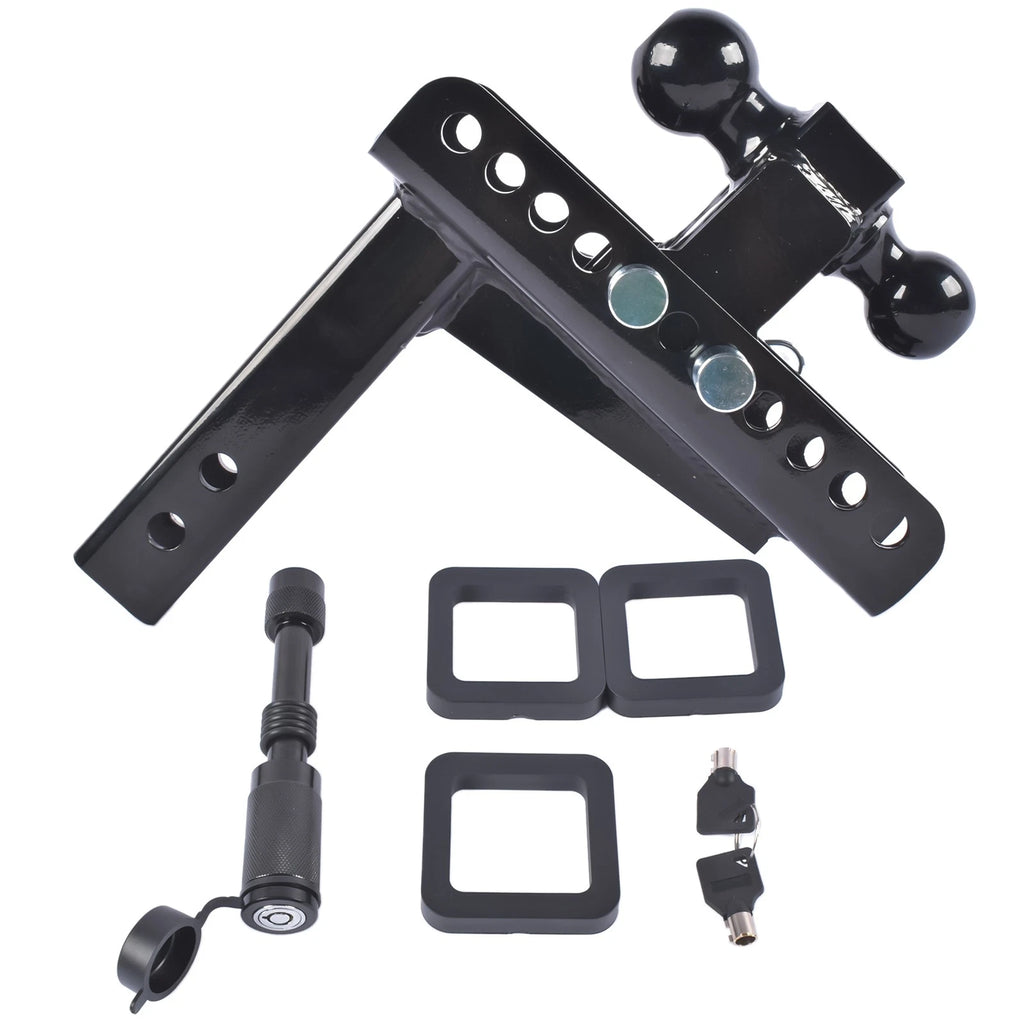 Adjustable Trailer Hitch 8" Drop/Rise w/ 2" & 2-5/16" Ball for 2" Receiver
