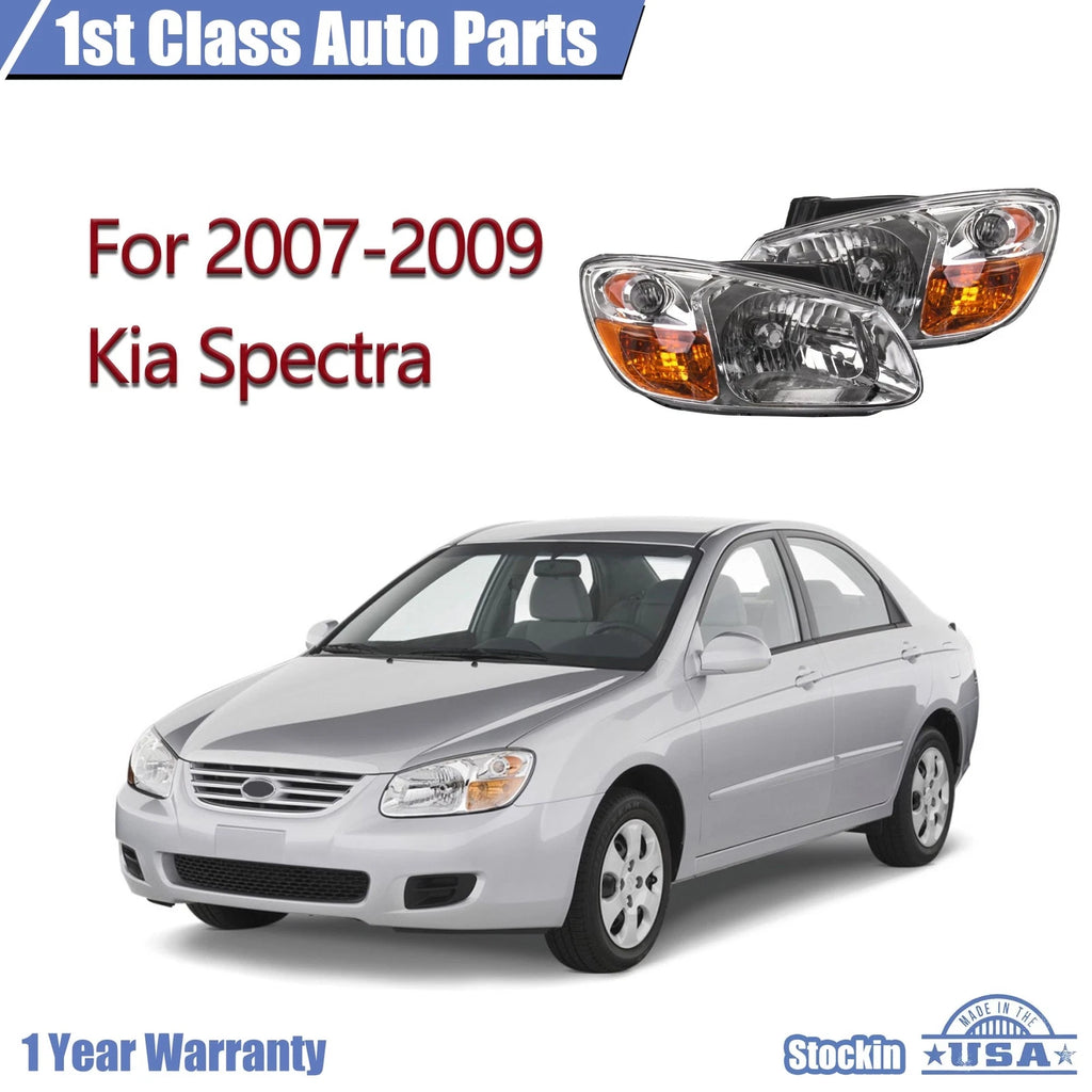 Headlight Assembly Set of 2 for Kia Spectra (2007–2009) with Bulb