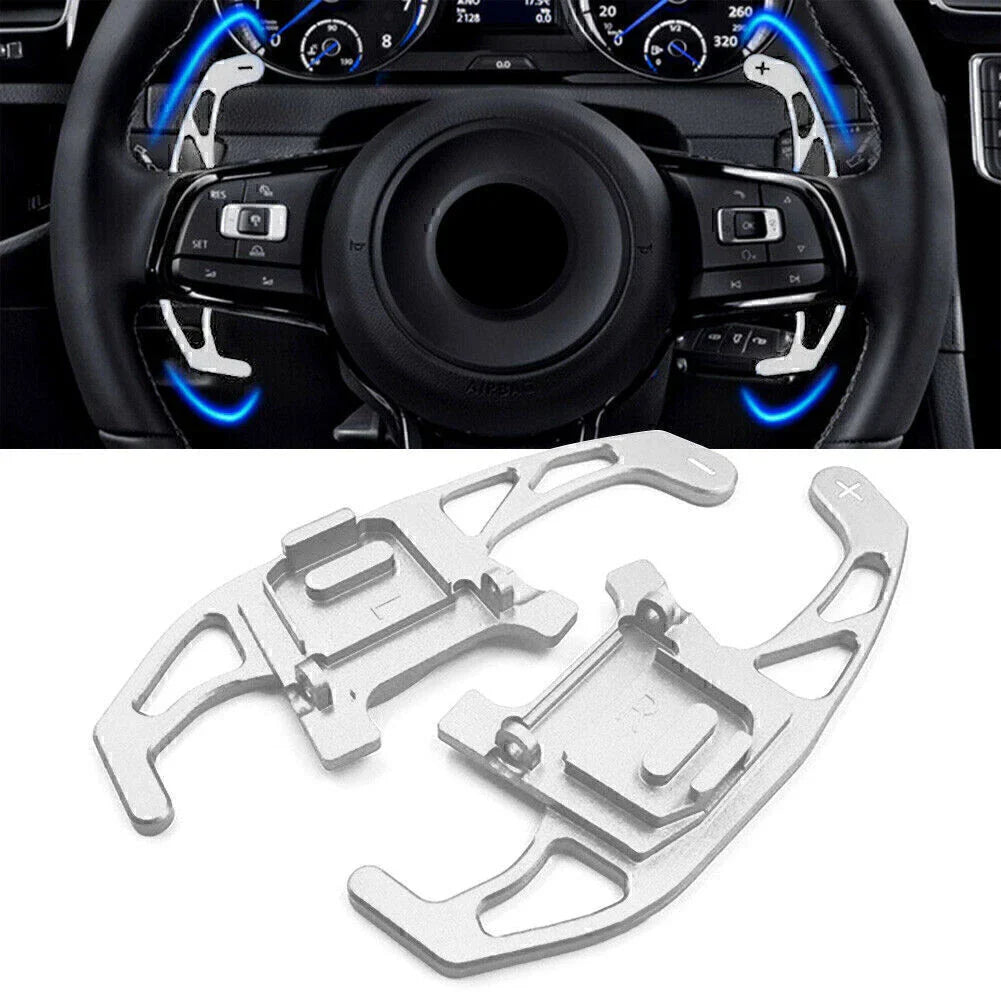 Silver Steering Wheel Shift Paddles for VW Golf R GTD GTE MK7 (2013-2018)