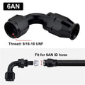 Set of 4 90 Degree 6AN PTFE Hose End Fittings for PTFE Hose Only