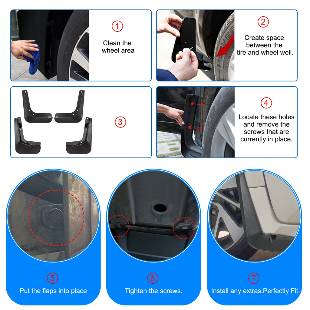 Splash Guards Mud Flaps Kit for Ford Fusion (2013-2016) Sedan
