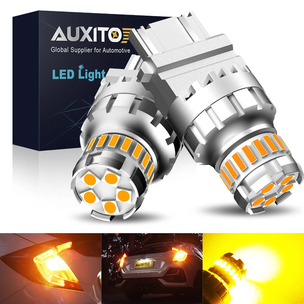 2X LED 3157 3156 Amber Indicator Turn Signal Light Bulb for