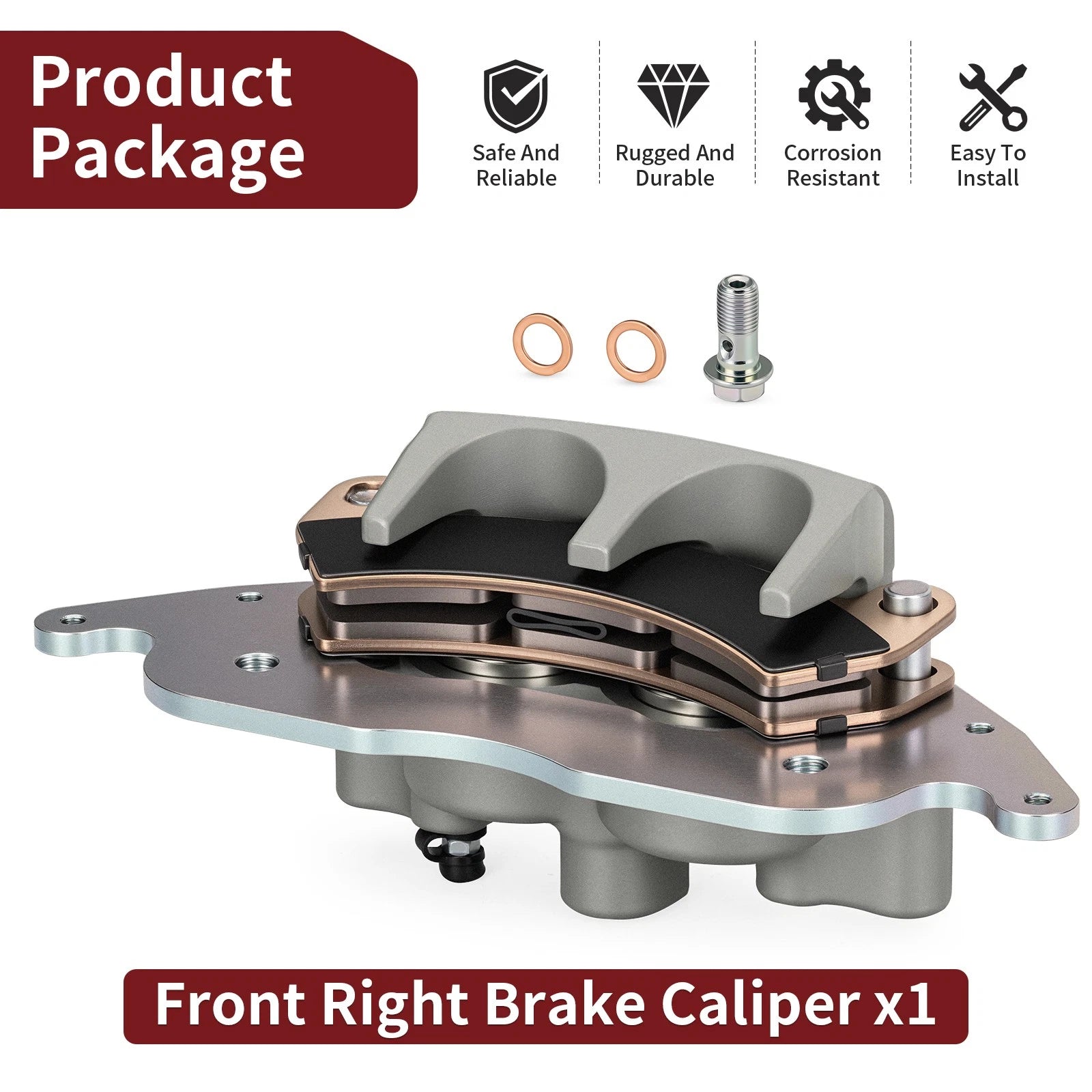 Front Right Brake Caliper with Pads for Polaris RZR PRO XP 4 (2020-2025)