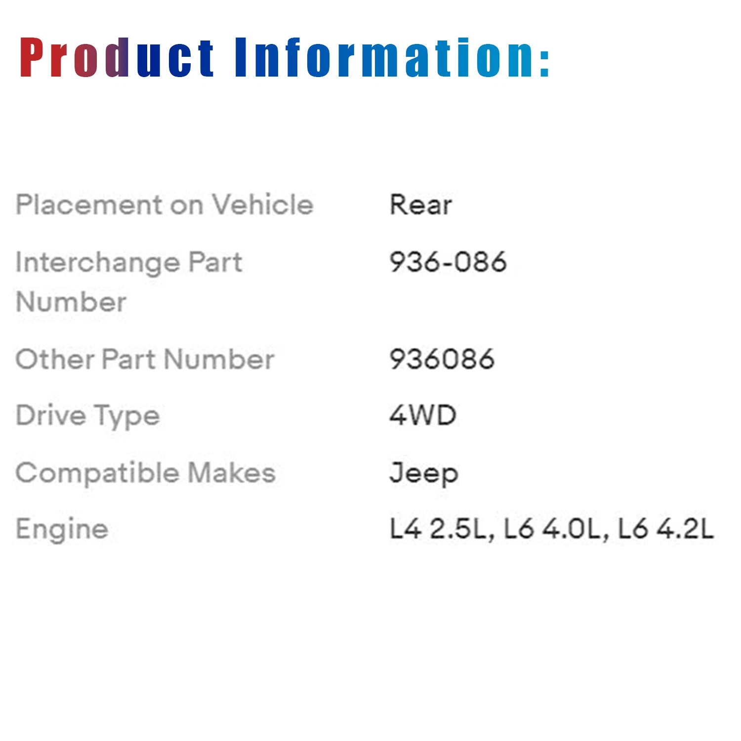 Driveshaft Assembly for Jeep Wrangler (1997-2006)