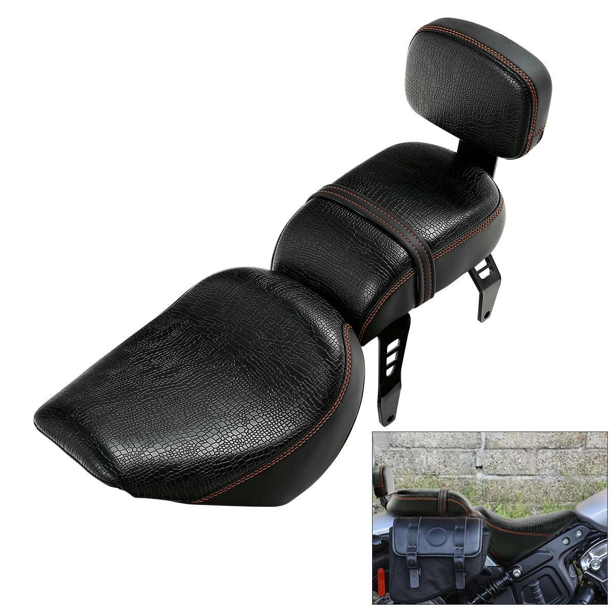 Driver Passenger Seat & Backrest Pad for Indian Scout Bobber (2018–2023)